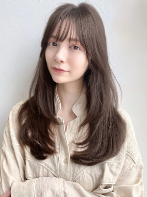 ロングヘア韓国ヘアレイヤーカット小顔カット2wayバング