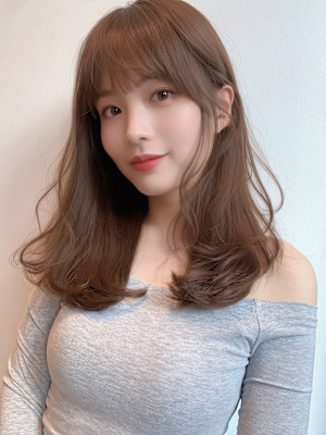 韓国ミディアムレイヤー大人かわいい20代30代40代２WAY