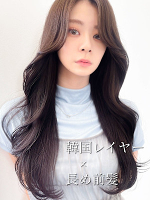 韓国ヘアロングレイヤーエモージュカールセミディシアーカラー