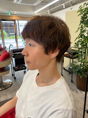 ★メンズパーマ★前髪ありのマッシュ／もしゃもしゃパーマ