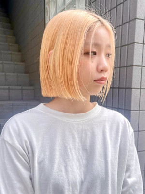 ボブ/ベージュカラー/切りっぱなし10代20代/HONOKA