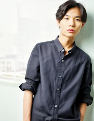 爽やかセンターパート黒髪メンズカット