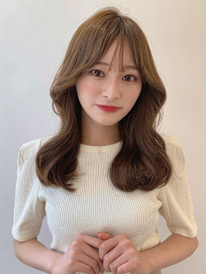 韓国ヘア　ワンホンヘア　ミルクティー　エアリーロング