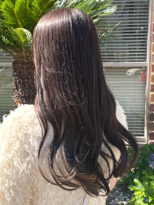 地毛風ナチュラルブラウン　暗めグレージュカラー　透明感カラー