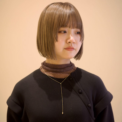 【赤津美奈】切りっぱなしボブ　姫カット　ミルクティーベージュ