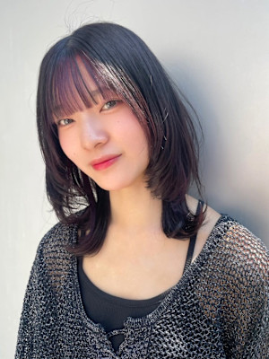 ポイントカラー　ラベンダーカラー　ミディアムレイヤー　