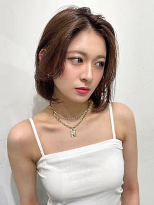 韓国風ボブ　かきあげバング　フェイスレイヤー　タンバルモリ