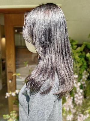 レイヤーカット　グレージュ　ロングレイヤー　20代30代