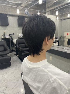 東銀座/アッシュ/ブラック/カルマパーマ/ベリーショート