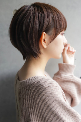 大人ショートボブ丸みショートカットマッシュショート前髪あり