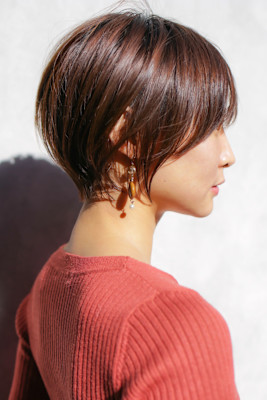 大人ショートボブ丸みショートカットマッシュショート前髪あり