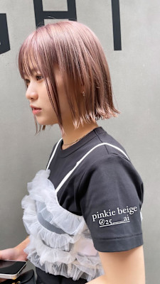 ケアブリーチでさらさらピンクベージュ