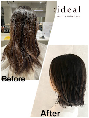 ロングヘアからスタイルチェンジ☆顔周りレイヤー×外ハネボブ