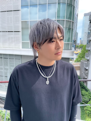 メンズホワイトシルバー×エンドブラック