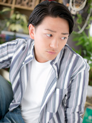 トレンドフェードカット七三ウェットショート　前髪パーマ