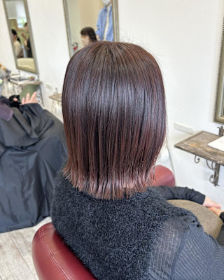 暖色/大人ボブ/ツヤカラー