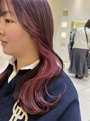 □インナーカラー ピンク