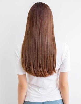 ツヤ感ロングストレートショコラブラウン