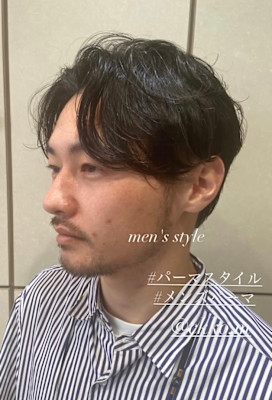 メンズカットツーブロックセンターパートパーマ×村田ちかこ