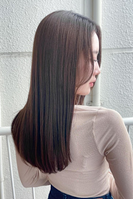 ★おくレイヤー姫カットシアーカラー似合わせストレートセミディ