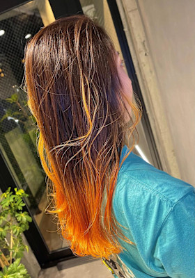 コントラストバレイヤージュ/オレンジ/アプリコット