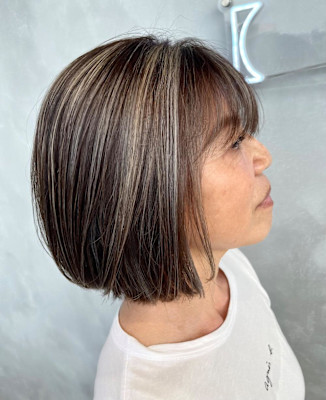 上品ハイライト/白髪ぼかしハイライト/グレージュ/ベージュ