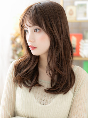 大人グラマラス韓国風ゆるふわエアリーロング　カーキベージュ