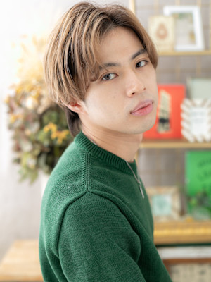 オンブレハイトーンカラーウルフマッシュ　ノンジアミンカラー