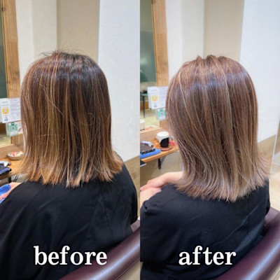 白髪ぼかし　セミディ　シアーカラー　【藤沢　藤沢駅】