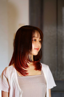 ラベンダーピンクグラデーション　ストレートスタイル