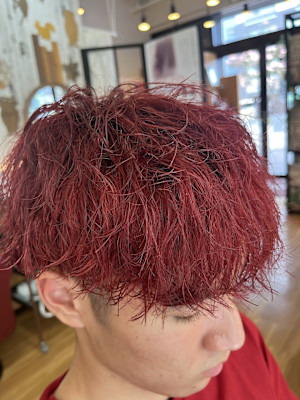 ブリーチパーマツイストスパイラル赤髪刈り上げツーブロック札幌