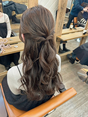 大人レイヤーロング韓国ハーフアップブロンドベージュ渋谷