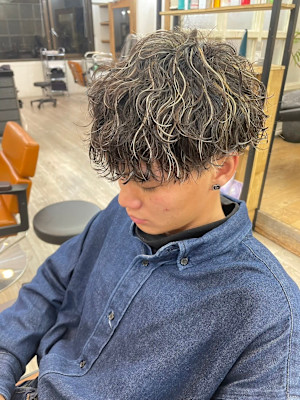 メンズカットアッシュブラックカルマパーマベリーショート渋谷