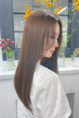 ★小顔うる艶バングシアーカラーセミディカール前髪美髪レイヤー