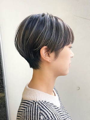 大人ハンサムショート/くびれヘア/前髪なし/30代/齋藤