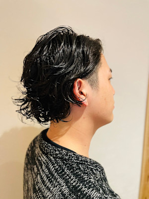 銀座八×ツーブロ×ミディアムパーマ