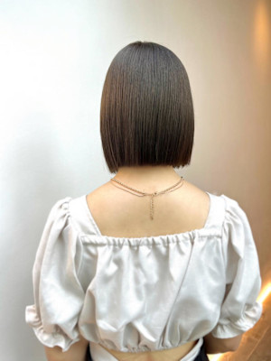 黒髪/グレーベージュ/レイヤーロング/前髪パーマ/仙台