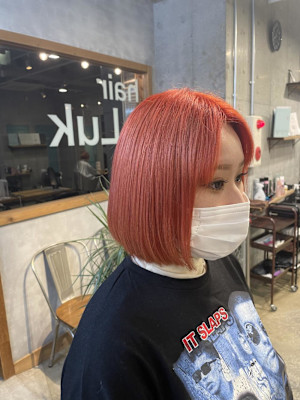 ブリーチ+レッドカラー+髪質改善