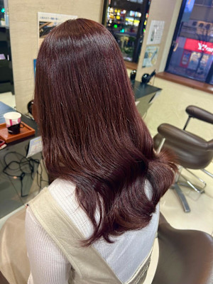 ブリーチなしダブルカラーボルドーカラー
