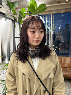 ピンクパープル×ロングパーマ