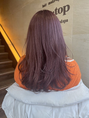 ピンクベージュ、ゆるふわロング　tiptop 目白