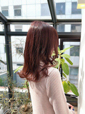 黒髪/グレーベージュ/レイヤーロング/前髪パーマ/仙台