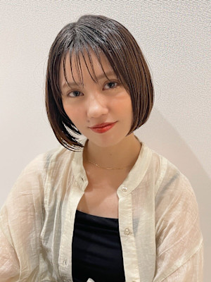 シースルーバングミニボブ
