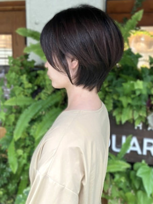 大人ショートボブ　グレージュ　アッシュカラー　20代30代