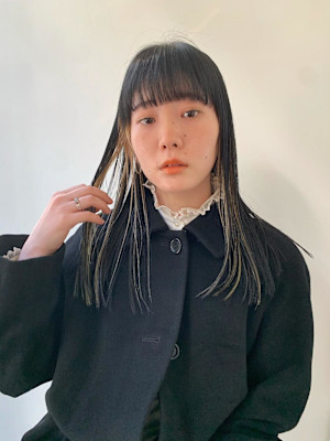 インナーカラー　ホワイトベージュ　ミルクティーベージュ