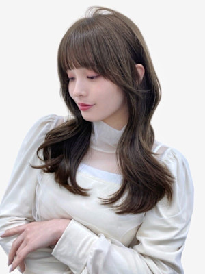 レイヤーロング美髪くびれワンカールシルキーグレージュ