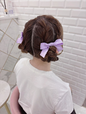 編み込みツインお団子＊まゆ