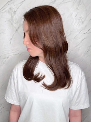 【MICHI 富田店　古作蓮】ブラウンカラー　髪質改善　艶感