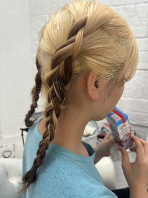 編み込みルーツカラー