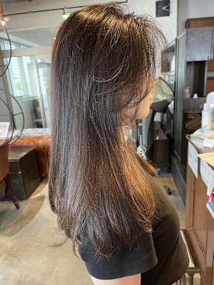 カカオブラウン/ロング/韓国風/顔周りレイヤー